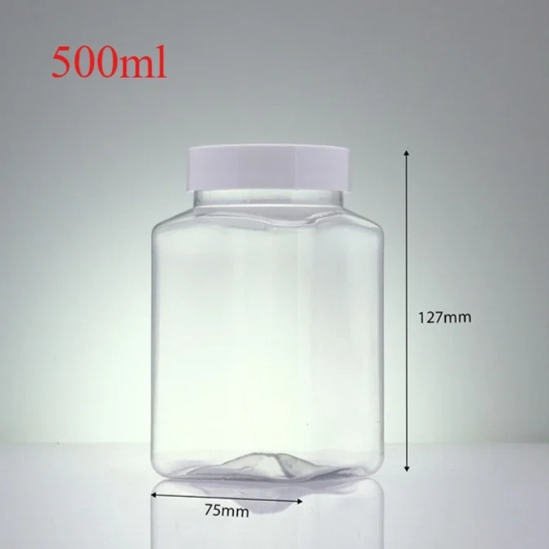 Food Storage Drums - 50/100/150/500ml Empty Clear Square Plastic Bottle