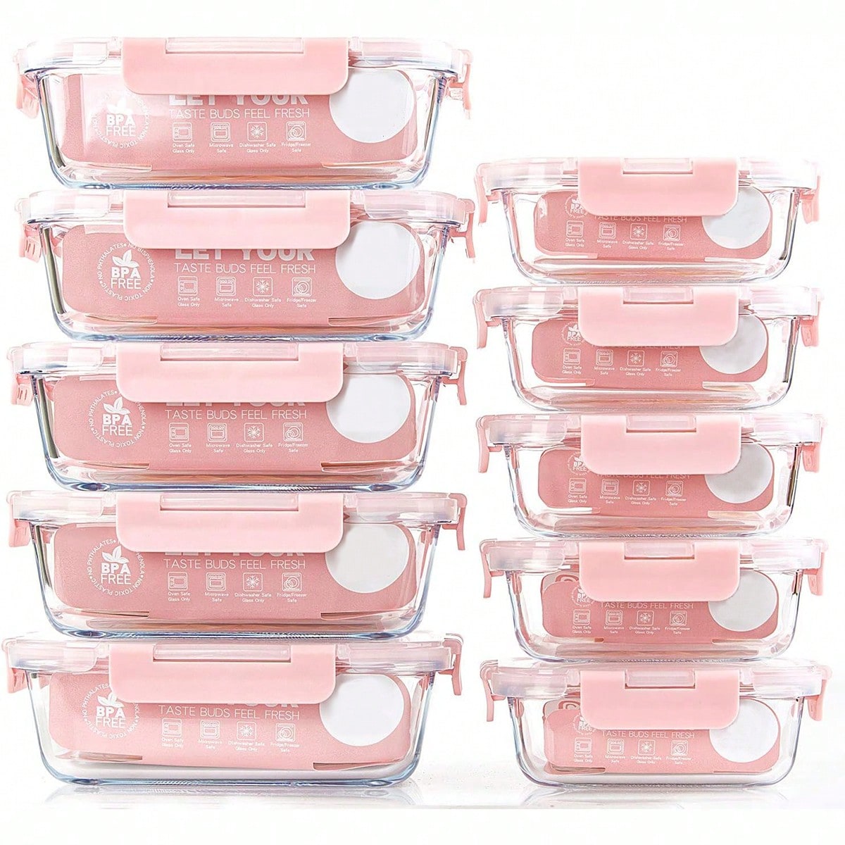 Food Storage Warehouse - 10 Pack Glass Meal Prep Containers,