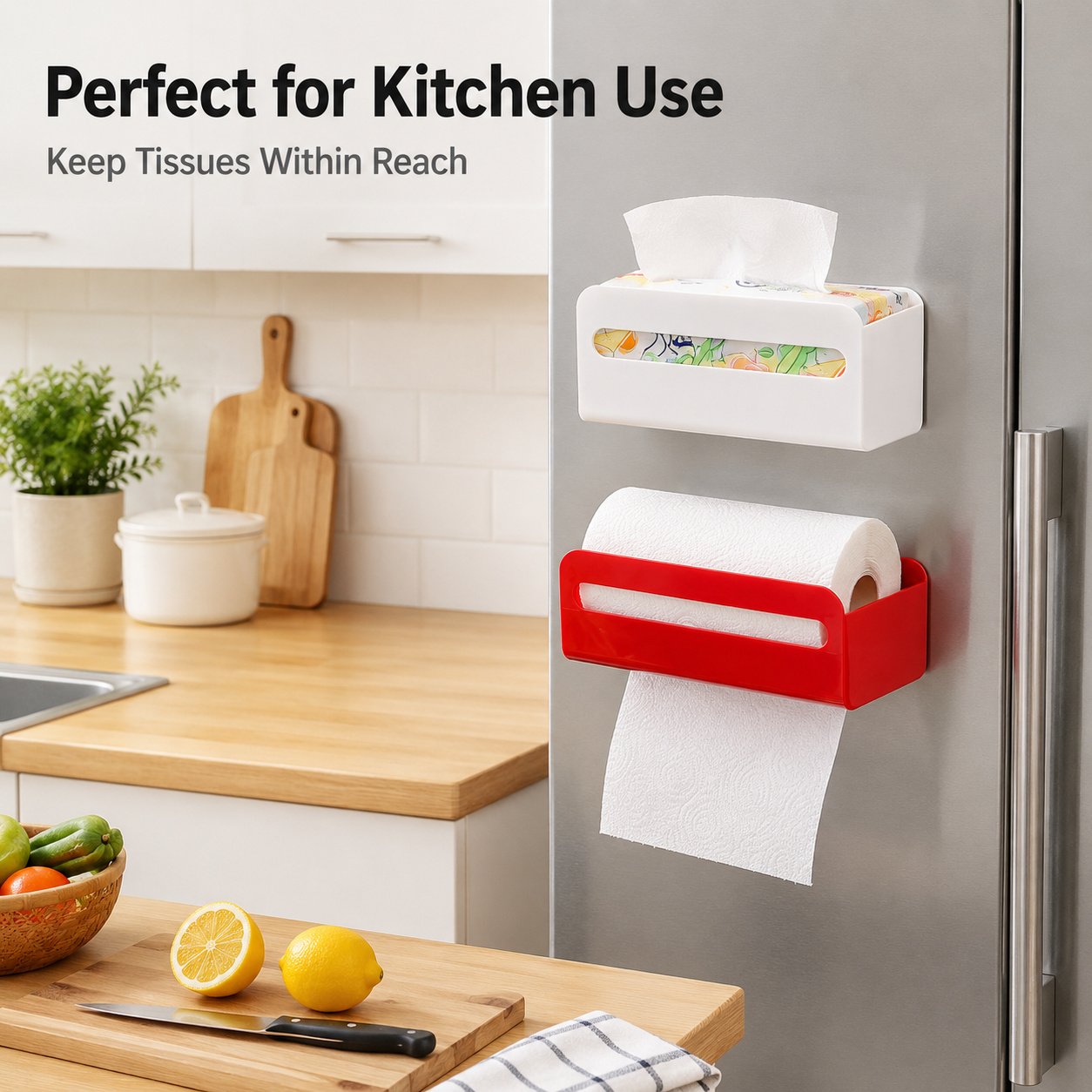 Food Storage For Room - No-Drill Magnetic Wall Mount Tissue Holder
