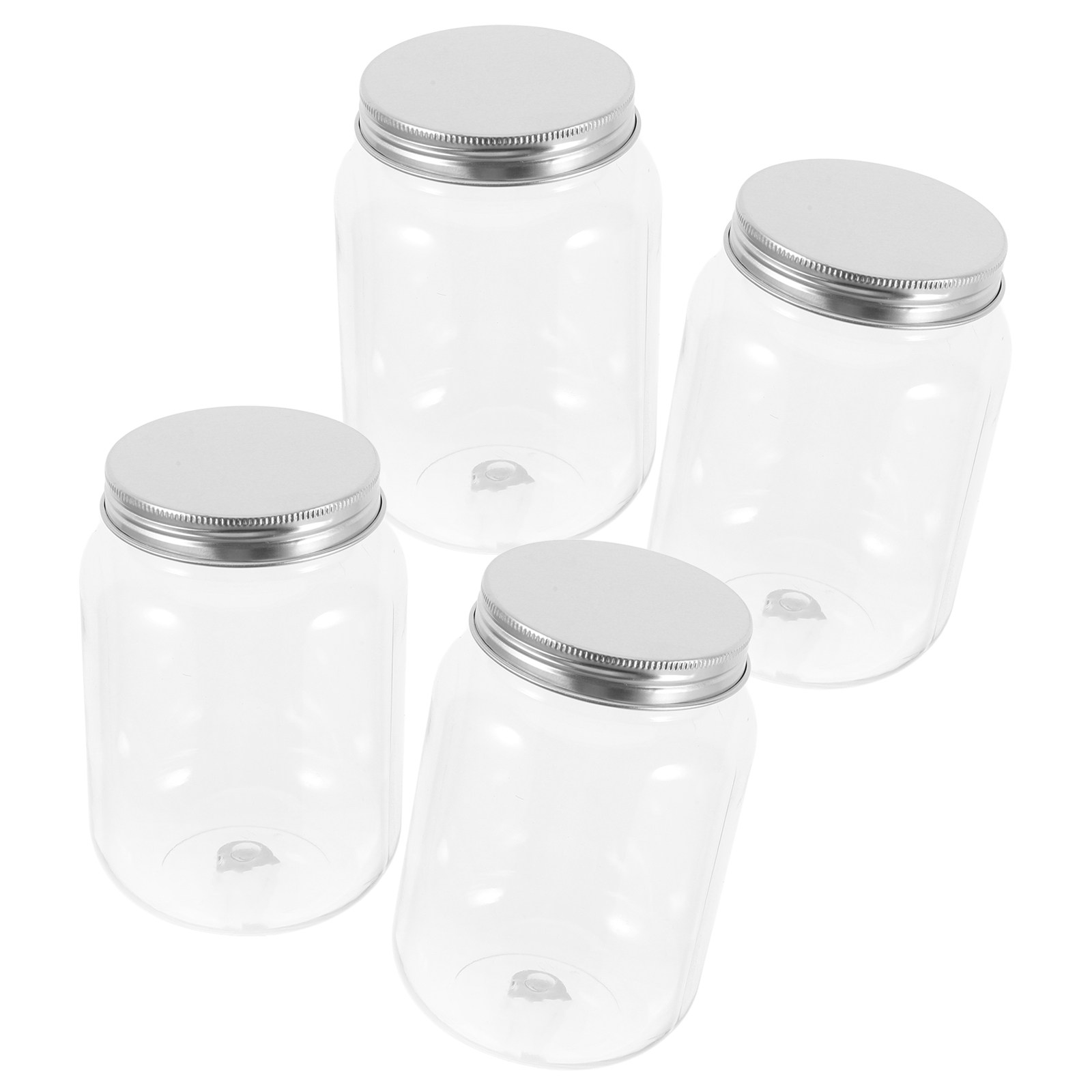 Food Storage Jars - 4Pcs Clear Plastic Storage Jars with