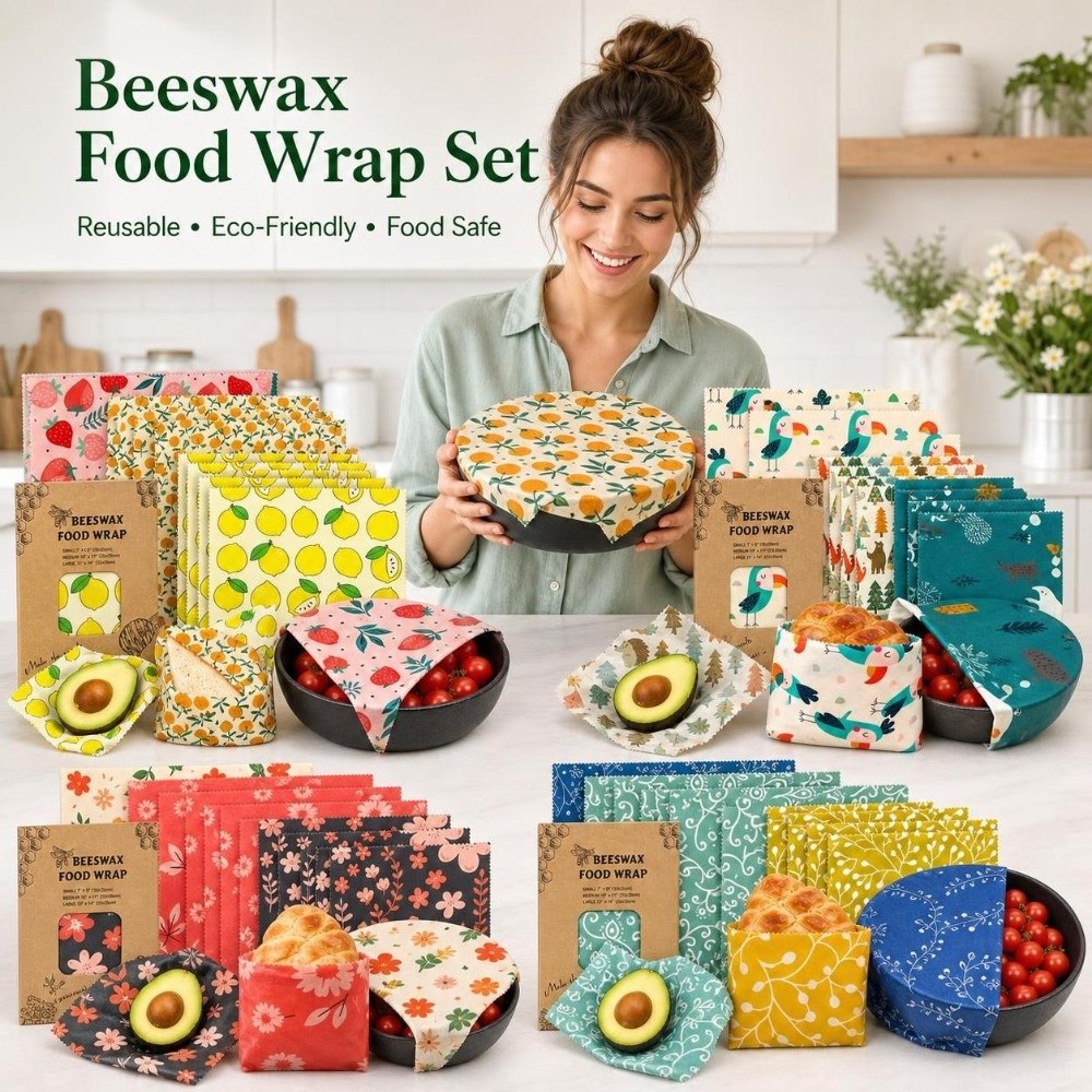 Beeswax Food Wrap - 9pcs Multi Size Beeswax Food Wrap