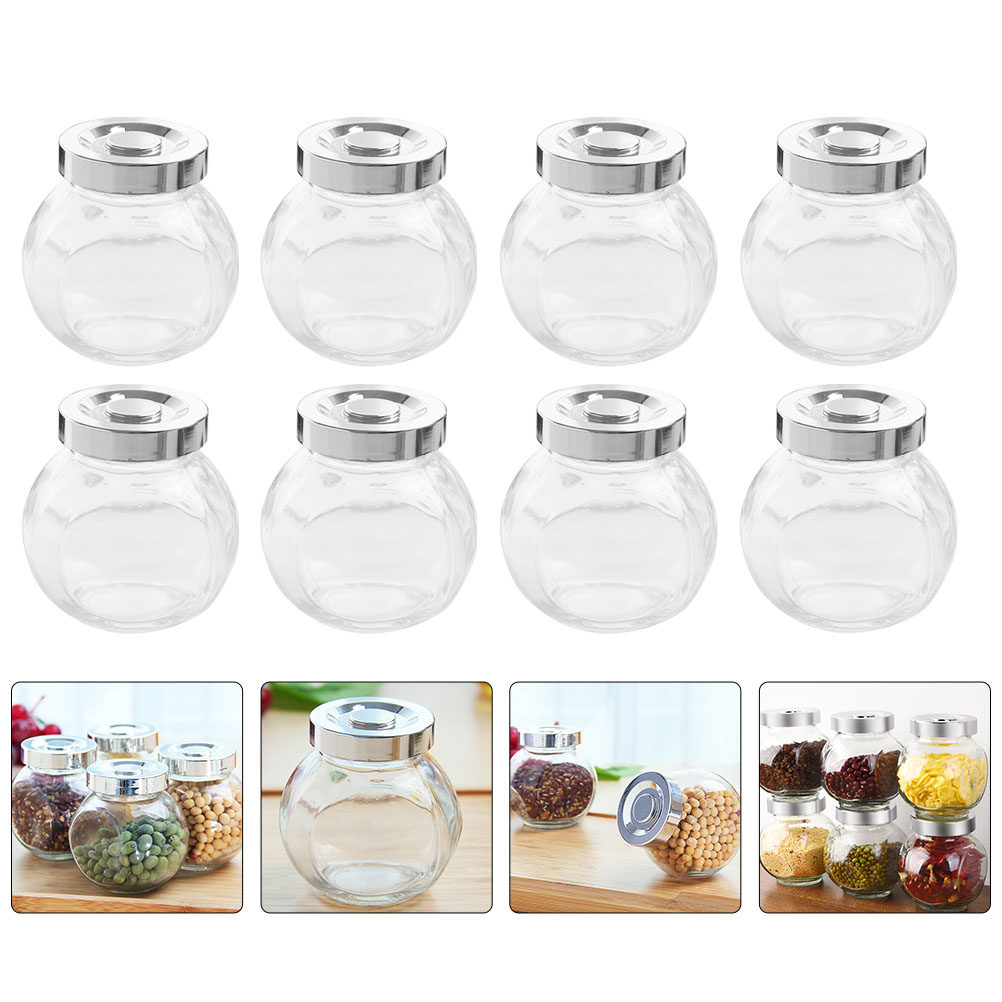 Food Storage Jars - 8Pcs Glass Sealed Storage Jars Multipurpose