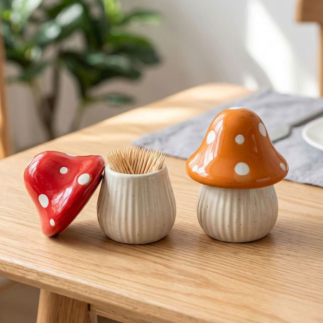 Cartoon Mushroom Ceramic Stora - Food Storage For Room review and price