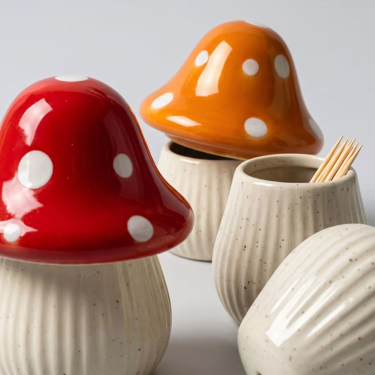 Cartoon Mushroom Ceramic Stora - Food Storage For Room review and price