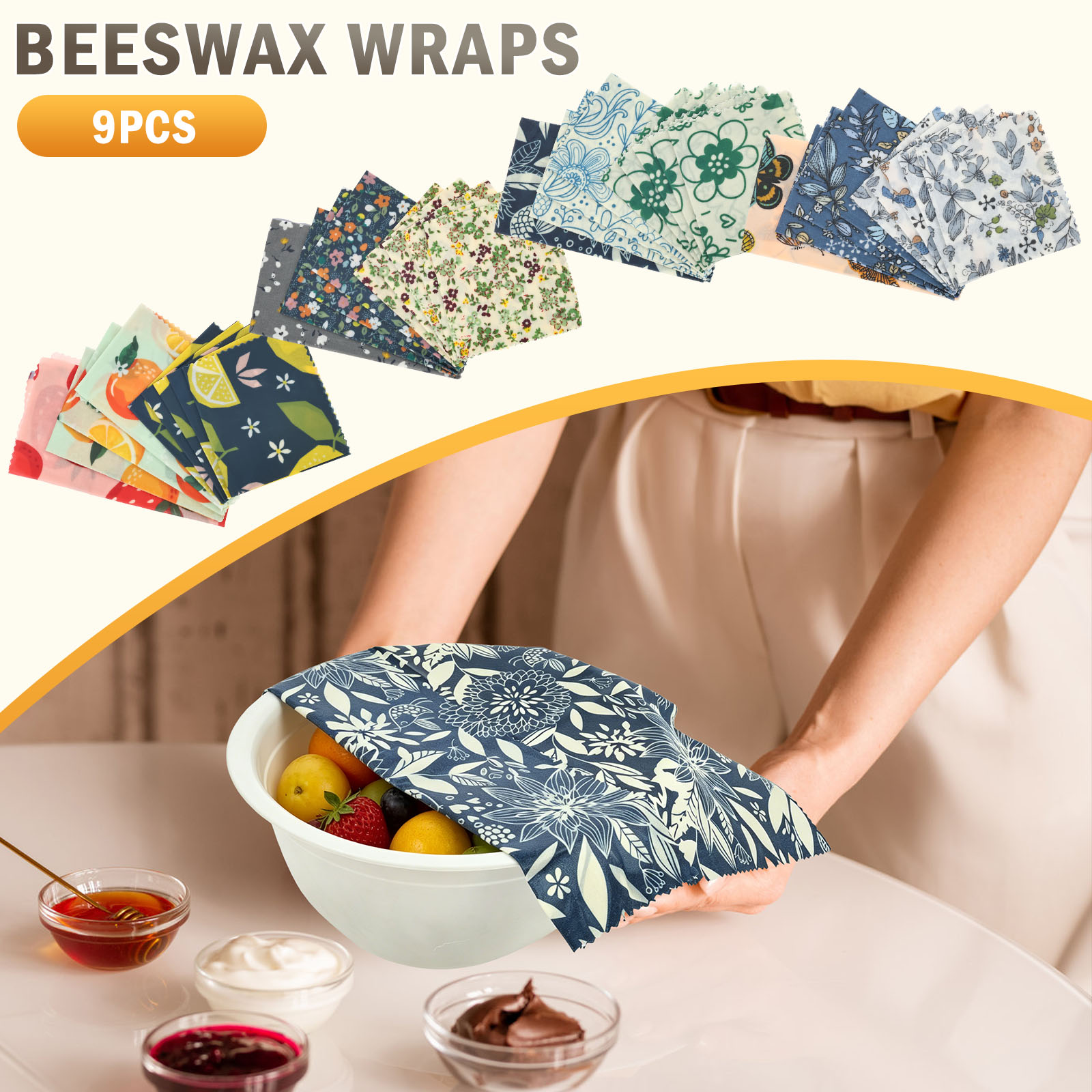 9 Pcs Organic Beeswax Wrap Reu - Beeswax Food Wrap review and price