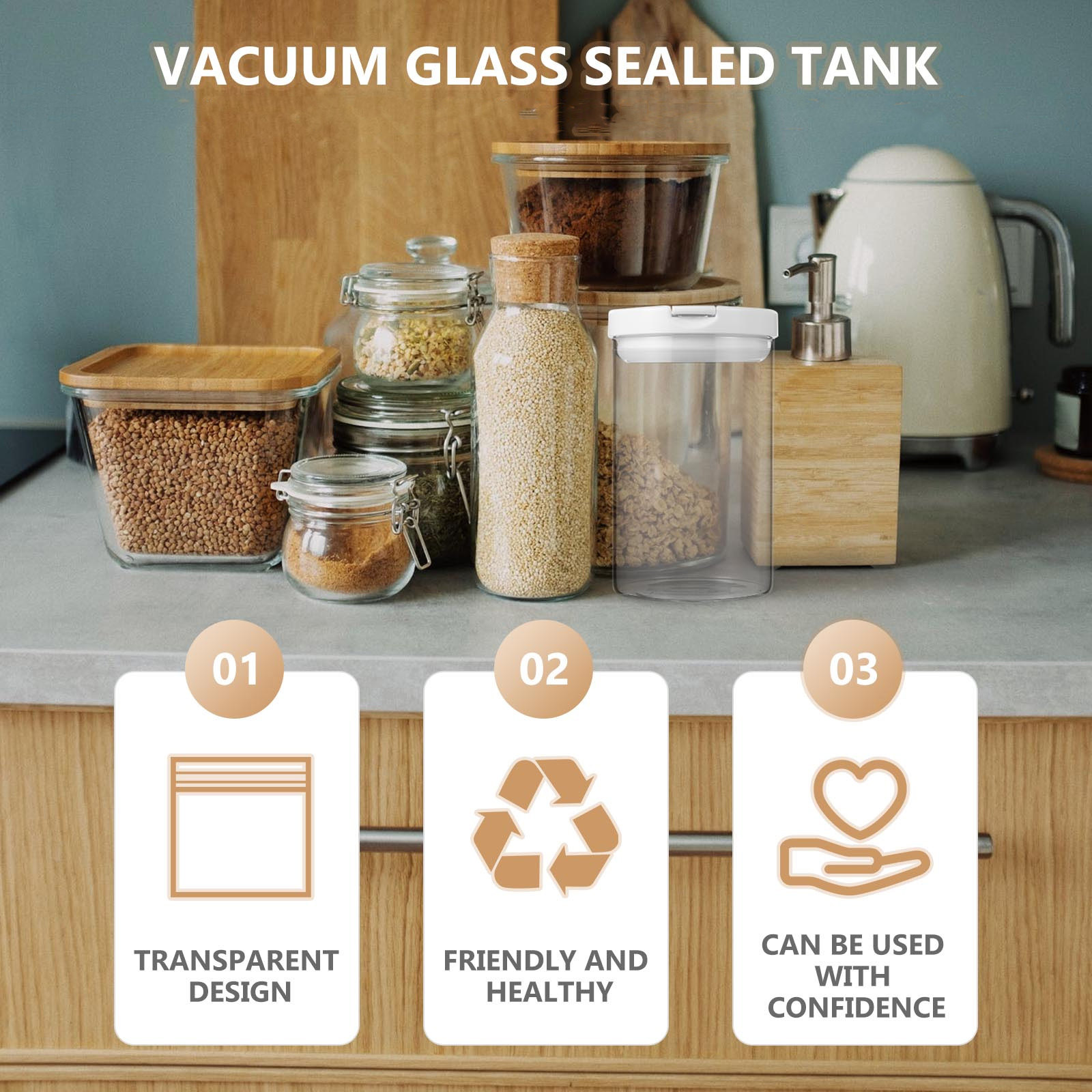 1Pcs Smooth Edge Glass Vacuum  - Airtight Cereal Jar review and price