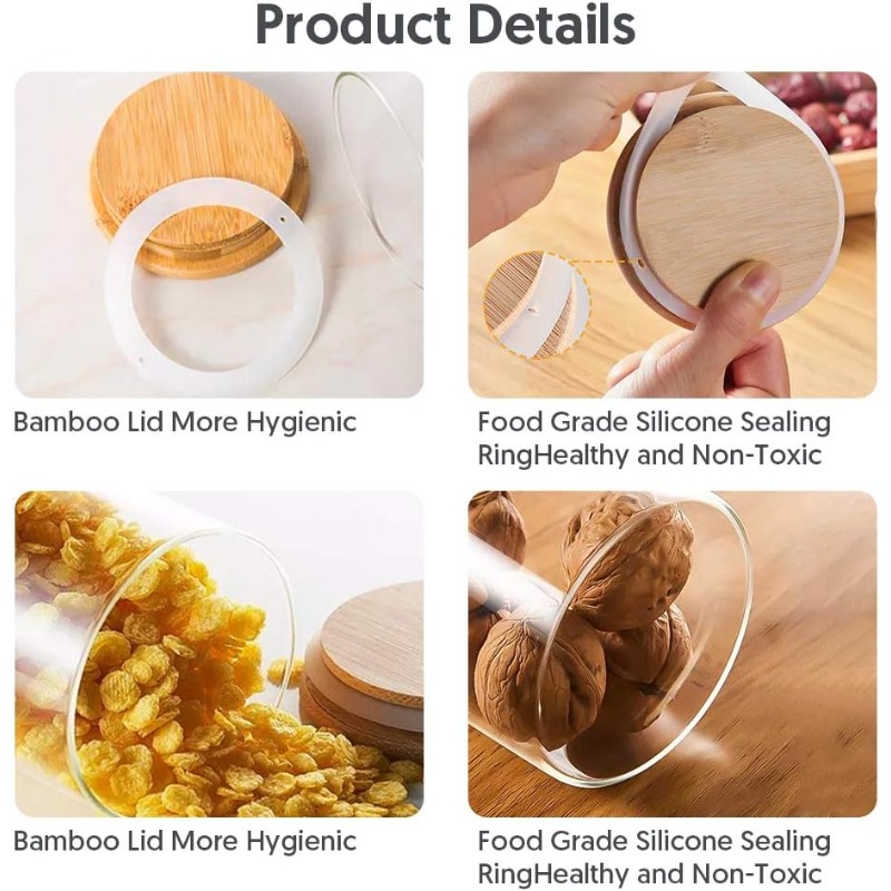 12 Glass Jars Set with Bamboo  - Airtight Cereal Jar review and price