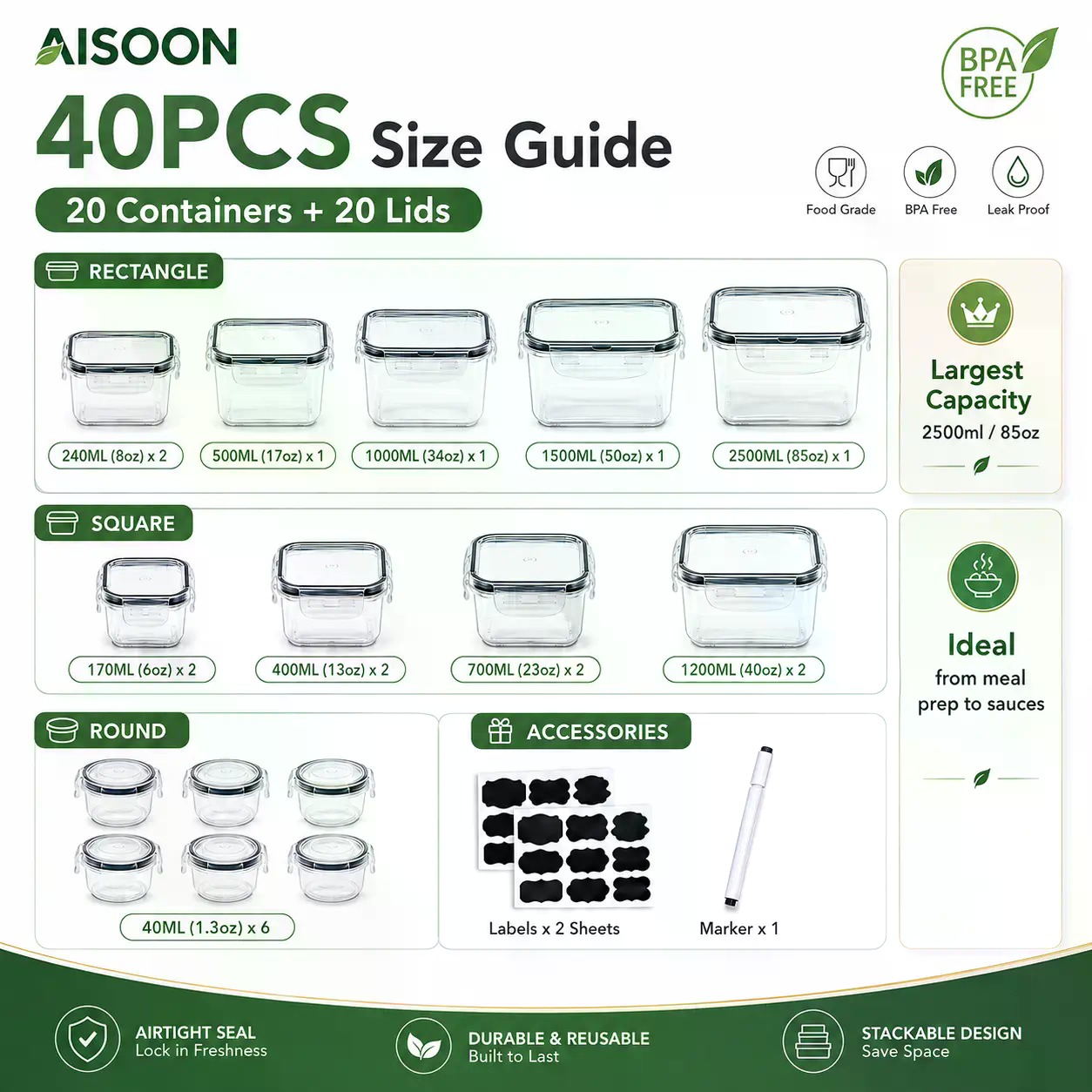 40 PCS Extra Large 85oz Silico - Food Storage Warehouse review and price