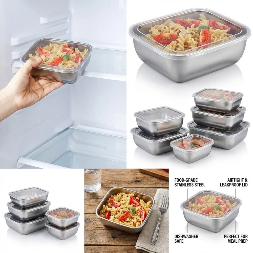 6PCS Stainless Steel Food Stor - Food Storage Warehouse review and price