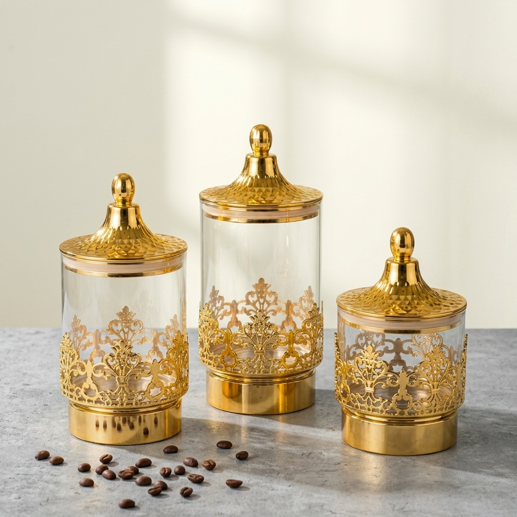 European Transparent Gold-plat - Food Storage For Room review and price