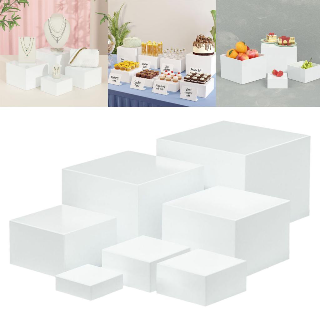 7 Pieces Acrylic Cube Display  - Food Storage On Table review and price
