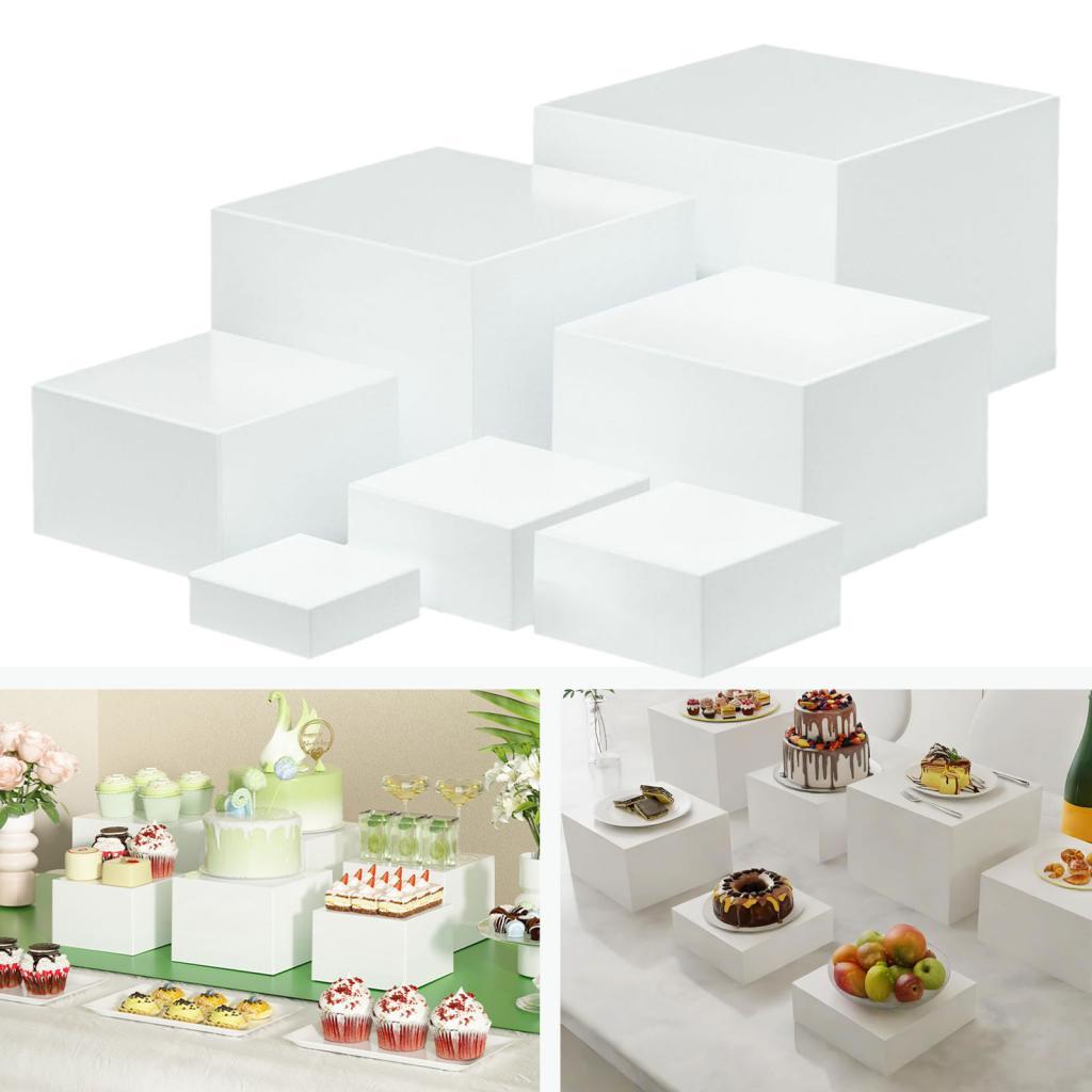 7 Pieces Acrylic Cube Display  - Food Storage On Table review and price