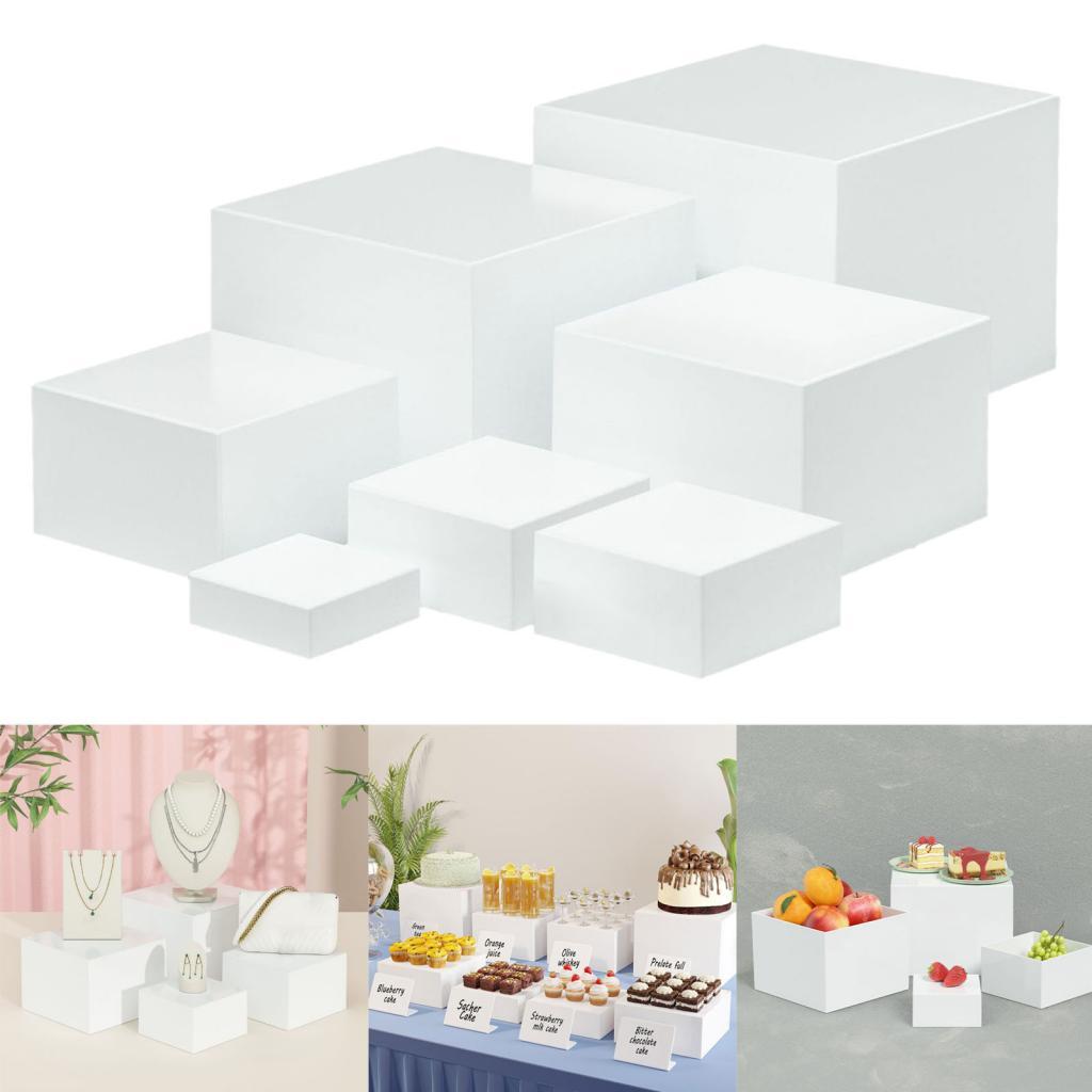 7 Pieces Acrylic Cube Display  - Food Storage On Table review and price