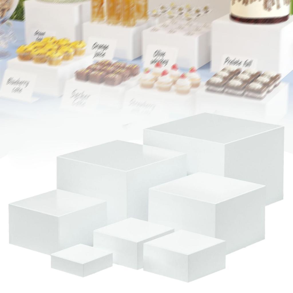 7 Pieces Acrylic Cube Display  - Food Storage On Table review and price